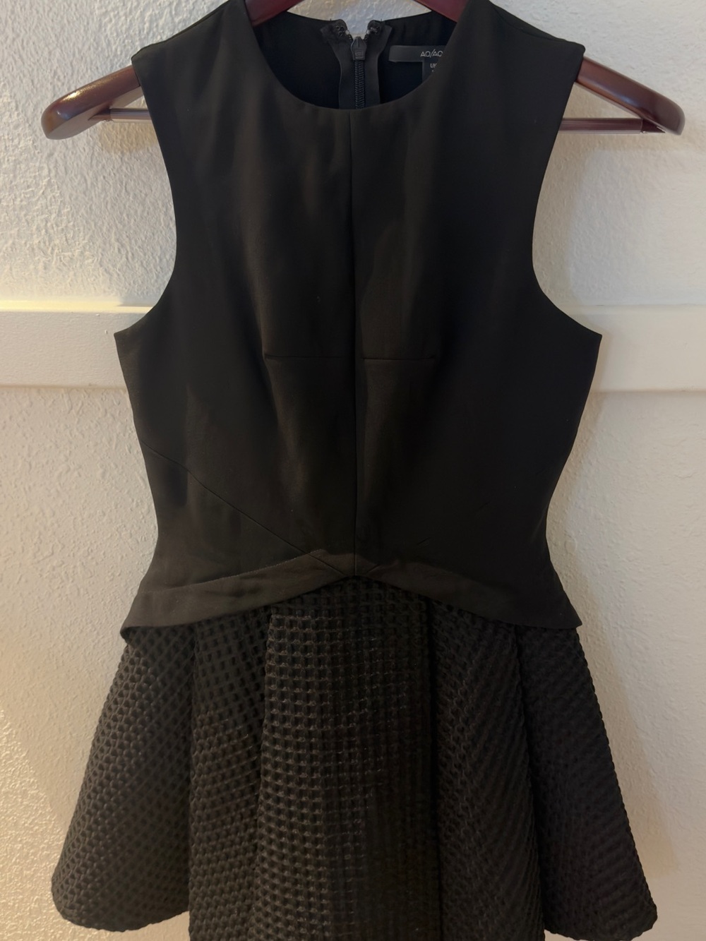 AQ/AQ Black Textured Skater Mini Dress
